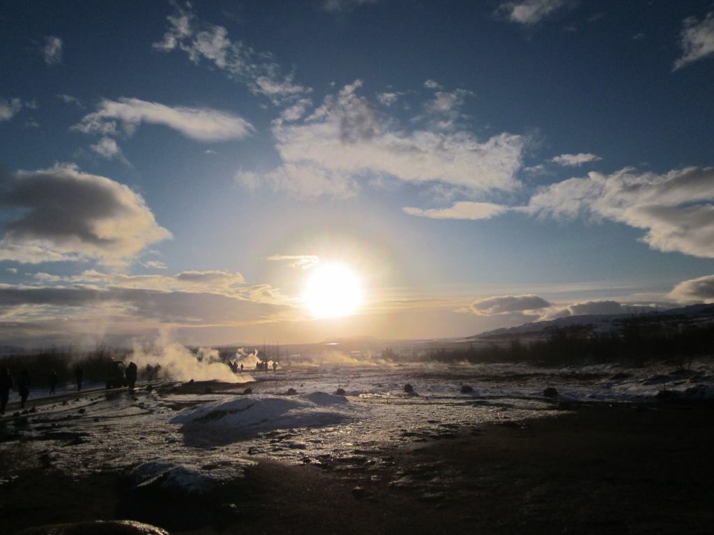 A geyser landscape in Þingvellir National Park, Iceland