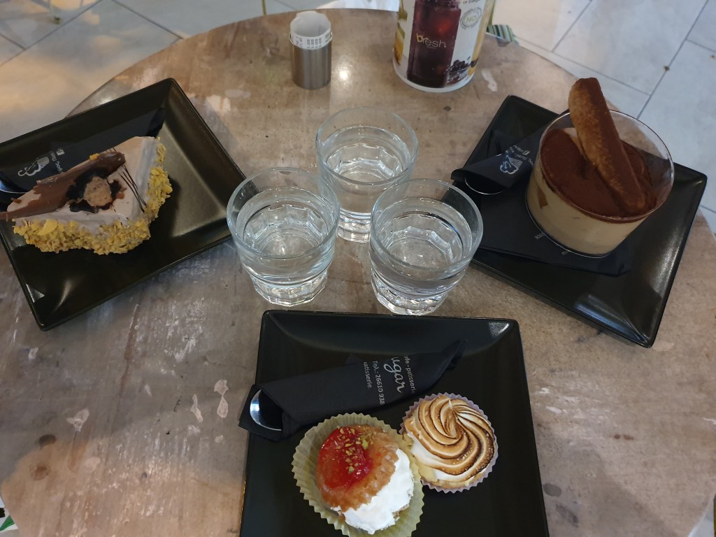 Desserts at a dessert parlour in Ipsos, Corfu