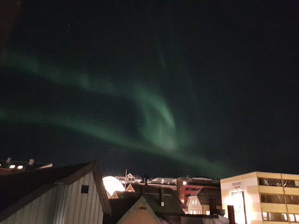 View of the northern lights over Tromsø