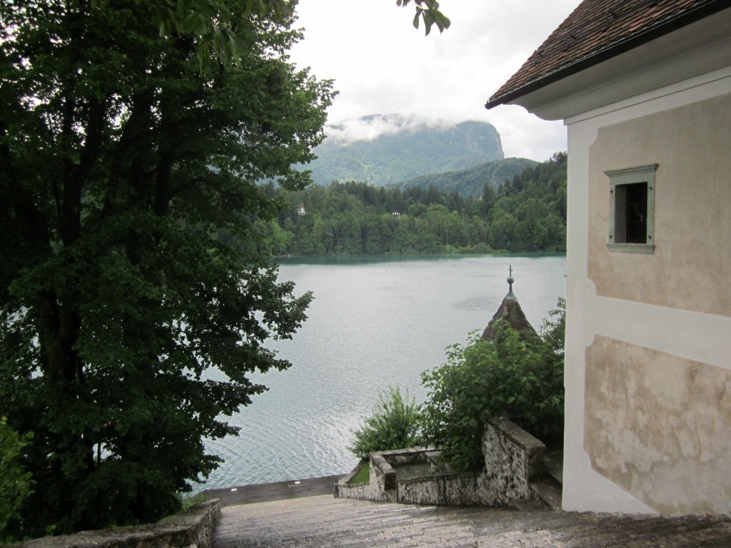 A view from the island in the middle of lake Bled, Slovenia