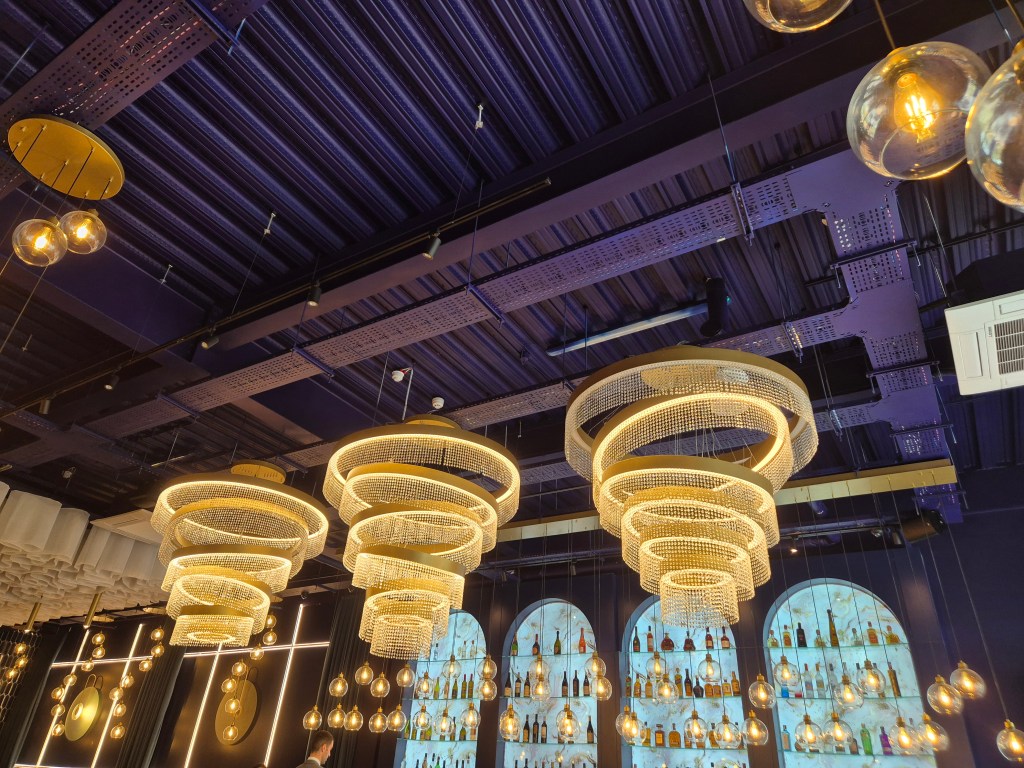 Restaurant with bar and fancy lights